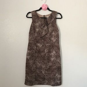 LOFT Petite Size 10 Brown & Tan Ruffle Dress
